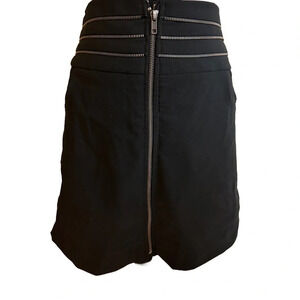 Paper Tee Zippered Black Mini Skirt, Size XL